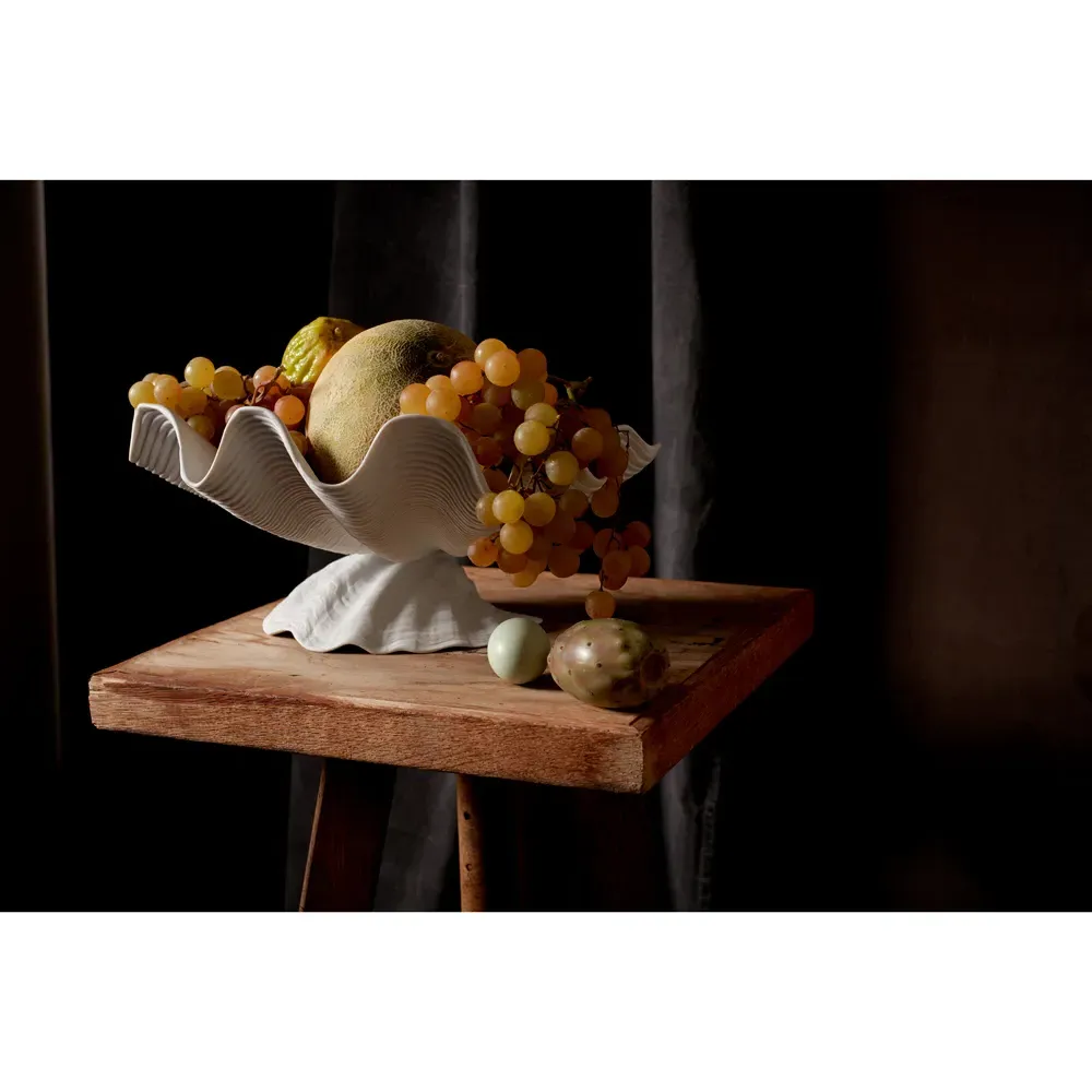 Neptune Large Footed Serving Bowl - White, Porcelain