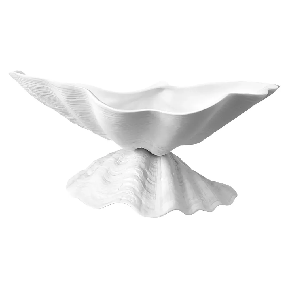 Neptune Large Footed Serving Bowl - White, Porcelain
