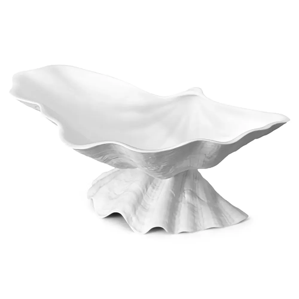 Neptune Medium Footed Serving Bowl - White, Porcelain