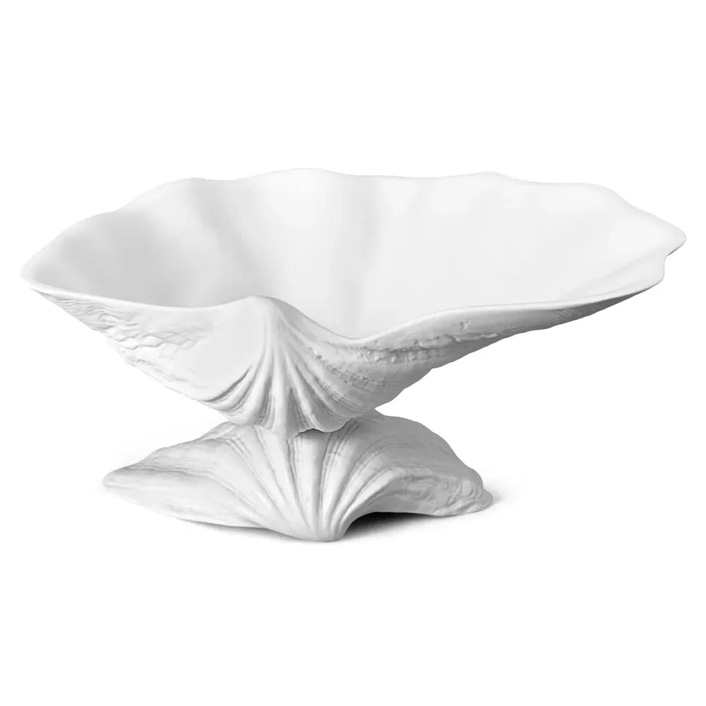 Neptune Medium Footed Serving Bowl - White, Porcelain