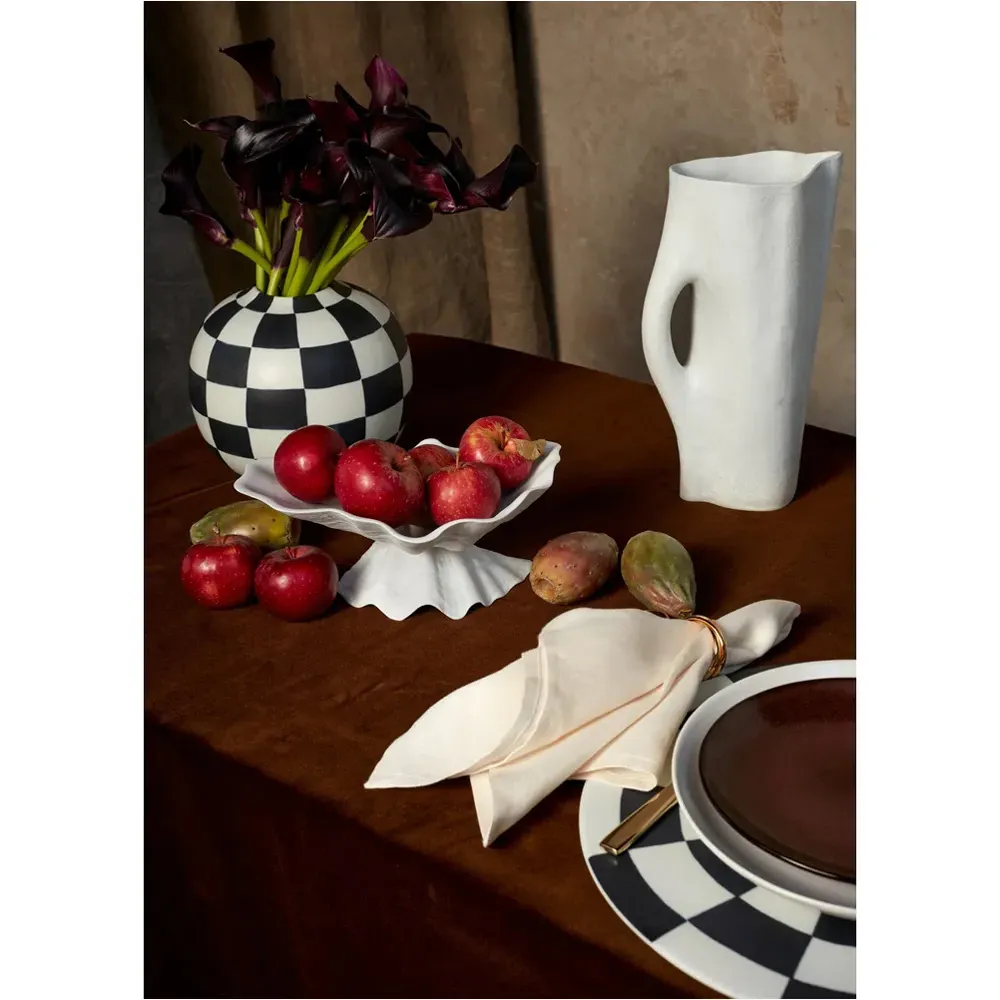 Neptune Medium Footed Serving Bowl - White, Porcelain