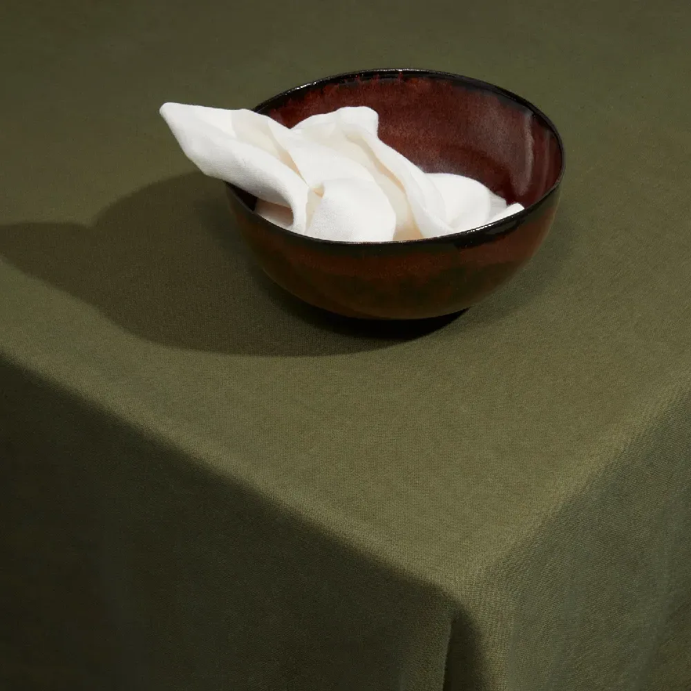 Sateen Tablecloth - Olive Green, Linen