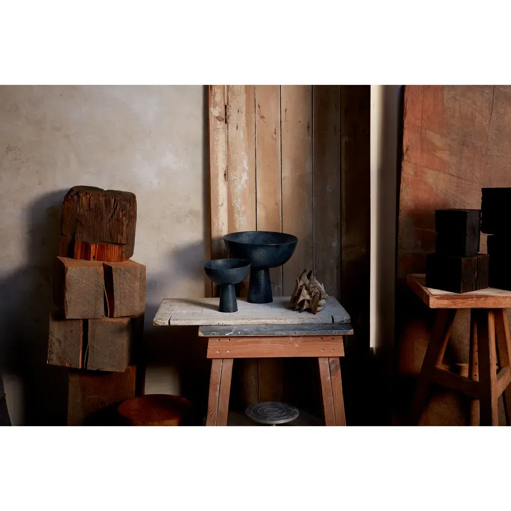 Terra Medium Footed Serving Bowl - Iron Blue, Porcelain