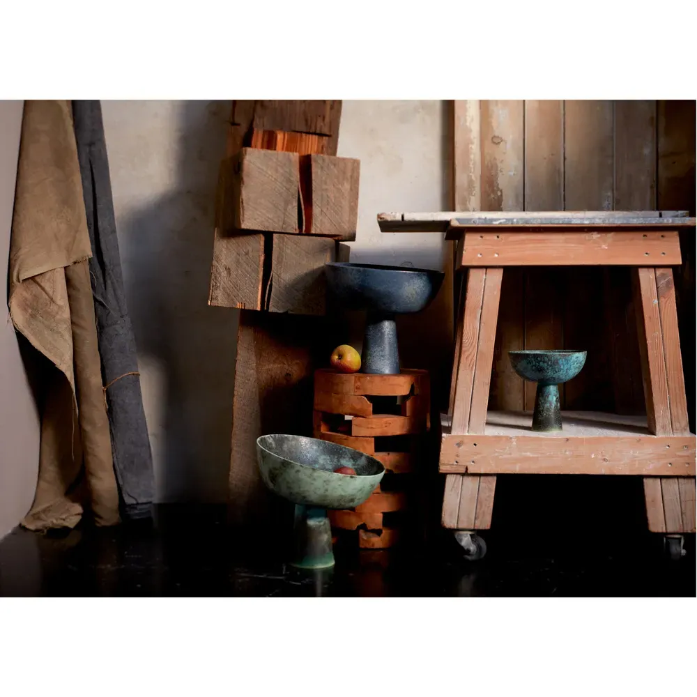 Terra Medium Footed Serving Bowl - Iron Blue, Porcelain