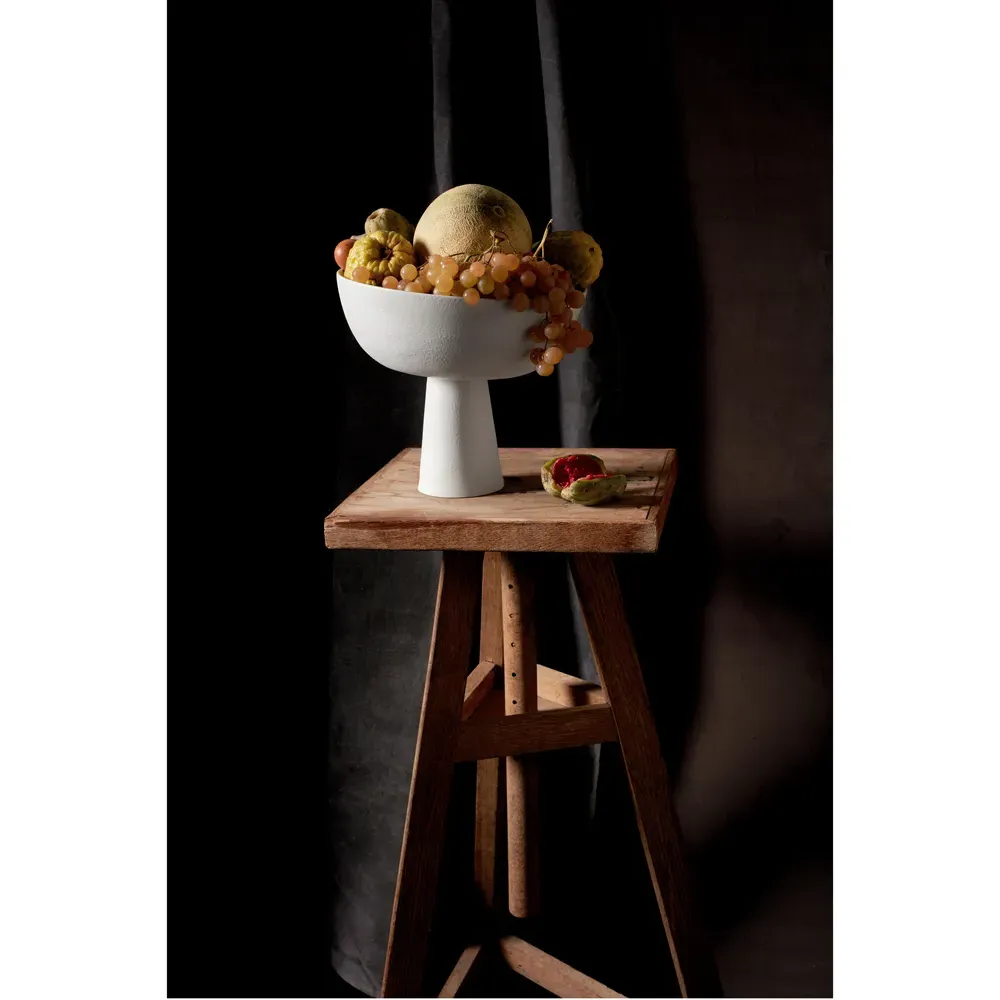 Terra Medium Footed Serving Bowl - Stone White, Porcelain