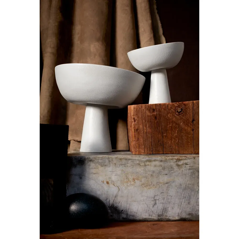 Terra Medium Footed Serving Bowl - Stone White, Porcelain