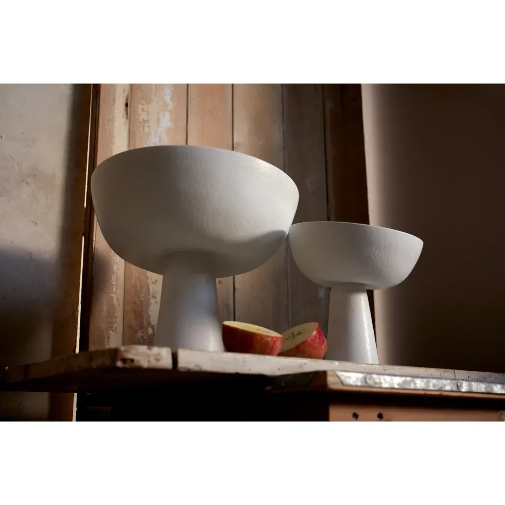 Terra Medium Footed Serving Bowl - Stone White, Porcelain