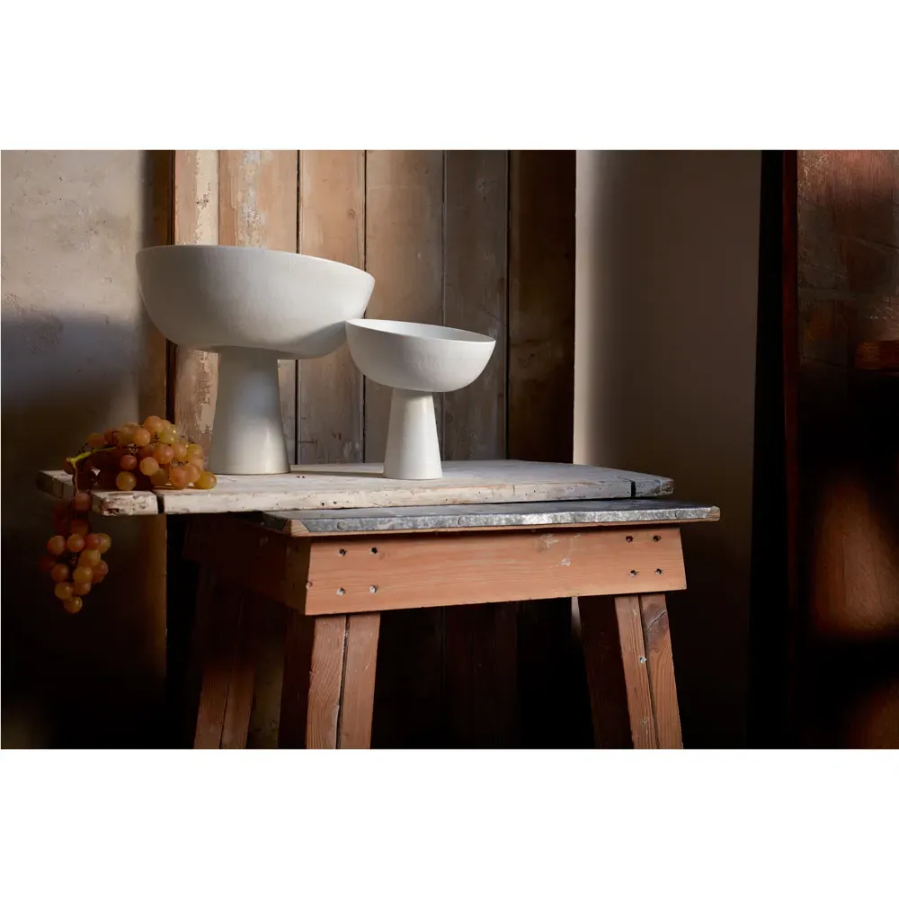 Terra Medium Footed Serving Bowl - Stone White, Porcelain