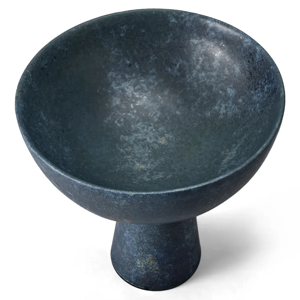 Terra Small Footed Serving Bowl - Iron Blue, Porcelain