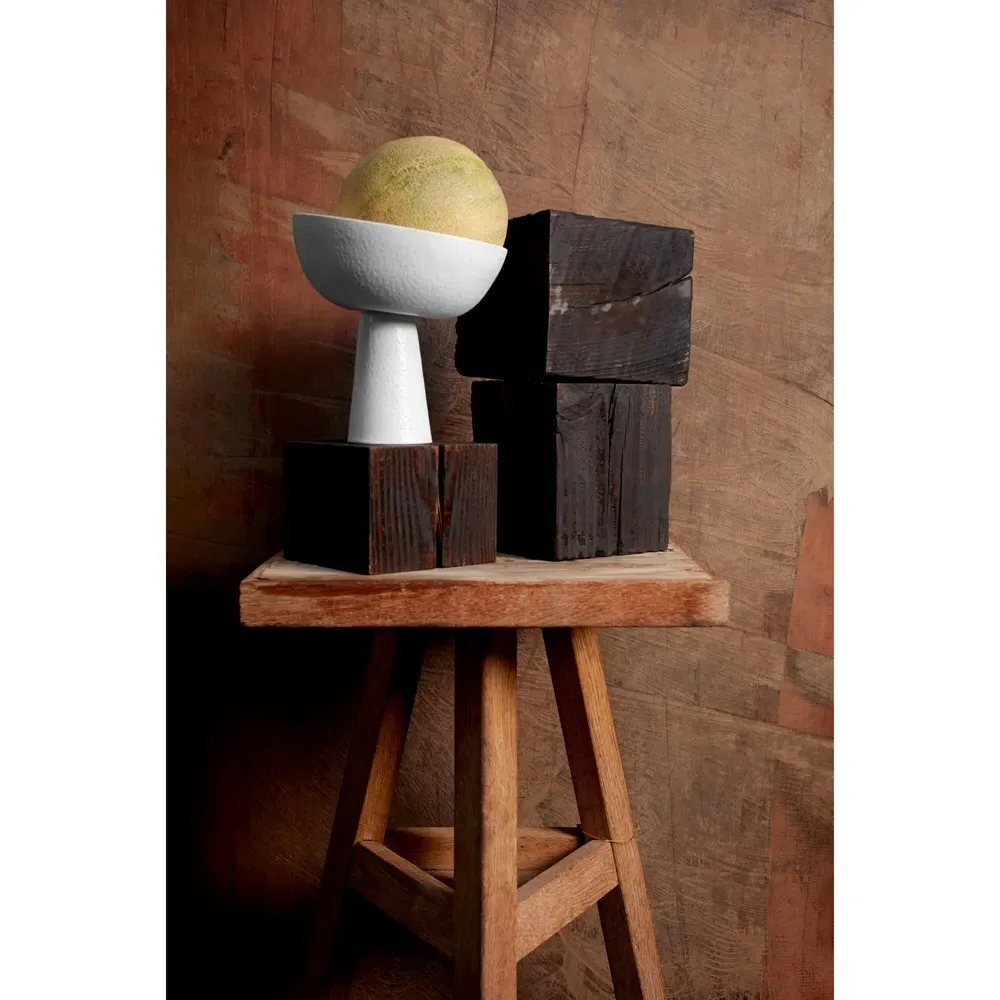 Terra Small Footed Serving Bowl - Stone White, Porcelain