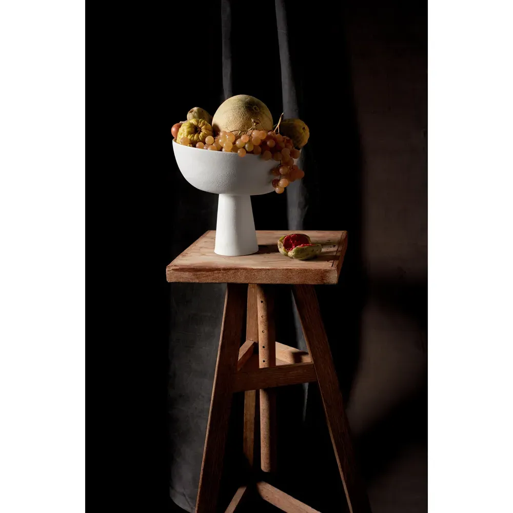 Terra Small Footed Serving Bowl - Stone White, Porcelain