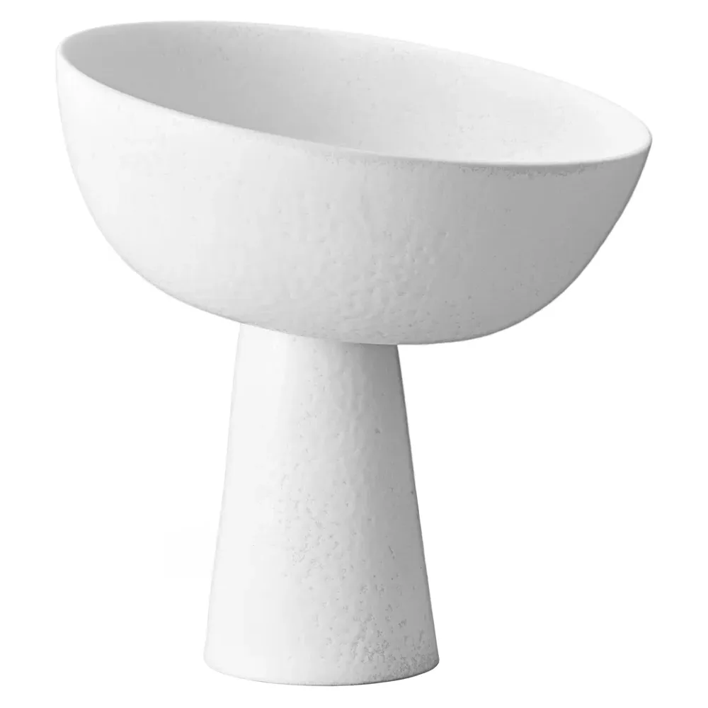 Terra Small Footed Serving Bowl - Stone White, Porcelain