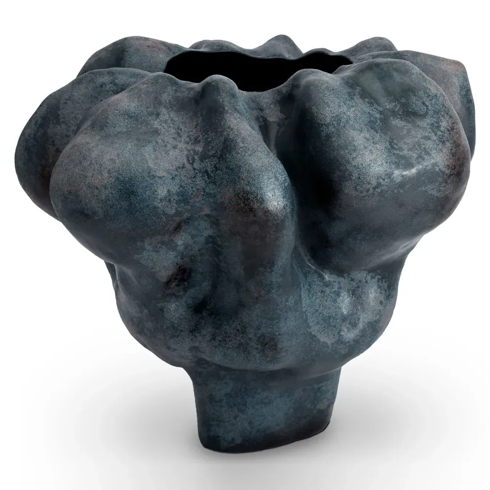 Timna Short Decorative Vase - Blue, Porcelain