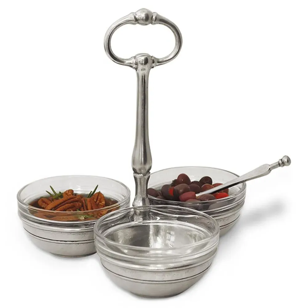 3 Section Condiment Server - Clear, Glass