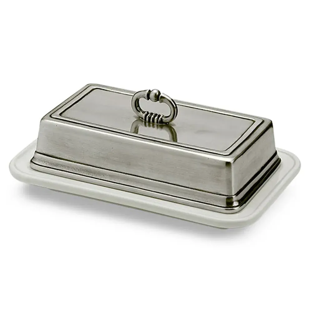 Convivio Small Butter Dish - White, Ceramic