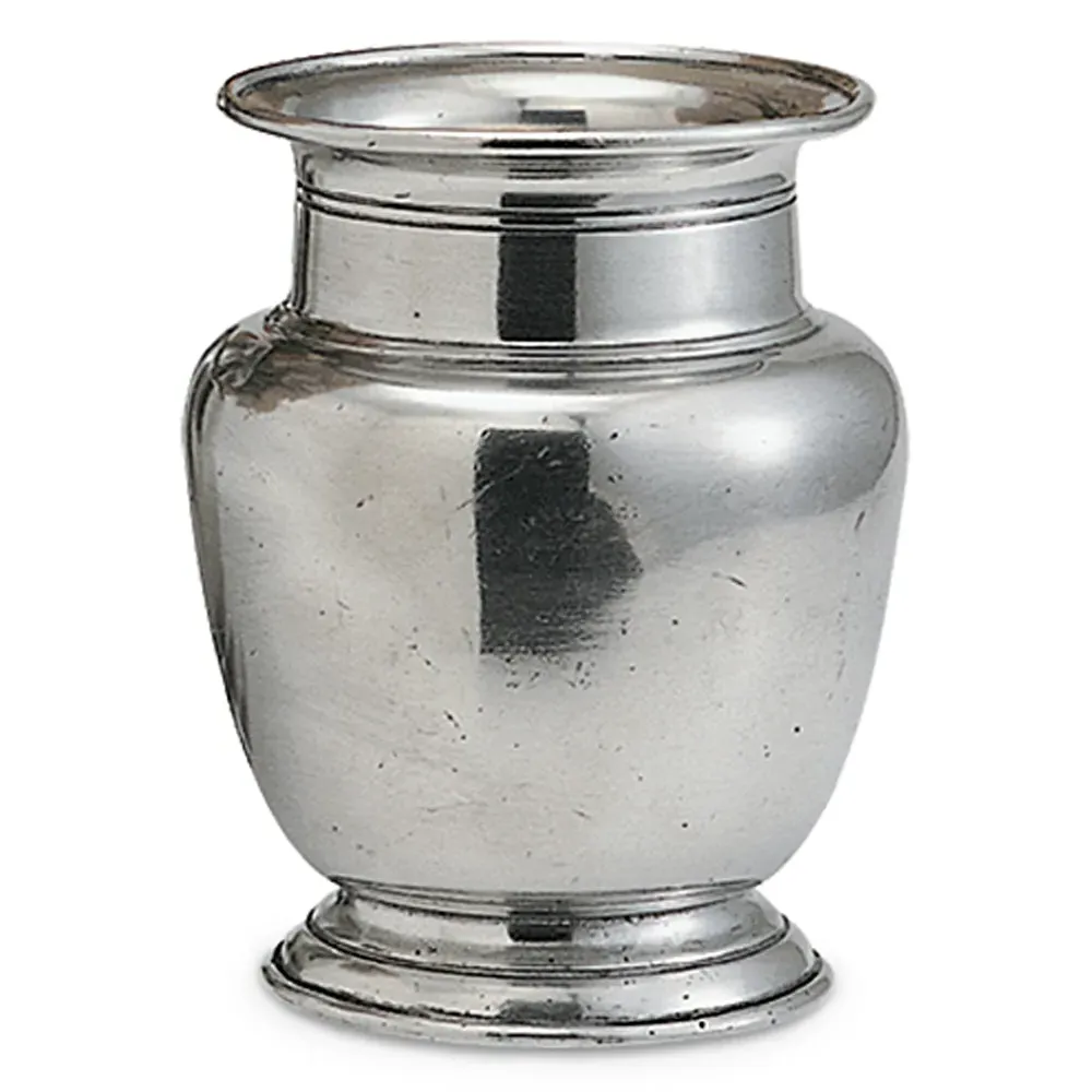 Medium Pewter Rimmed Vase - Silver