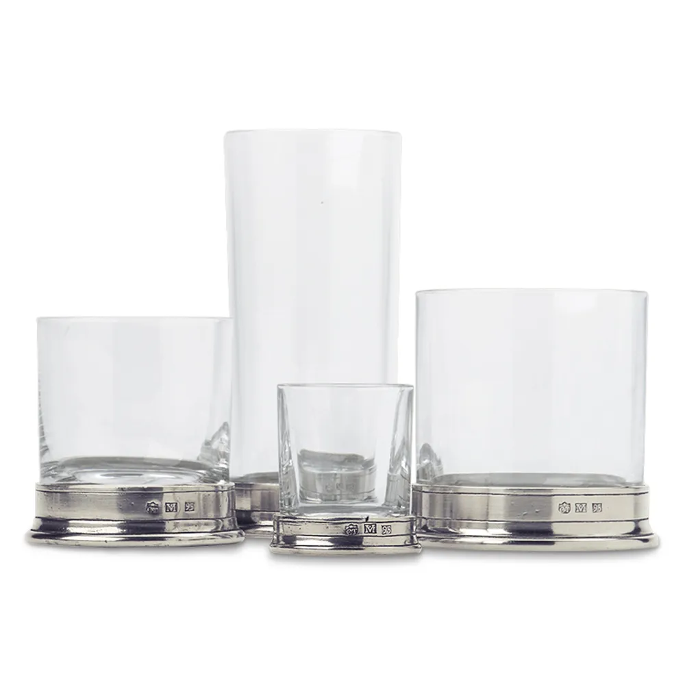 Pewter Base Crystal Shot Glass - Clear