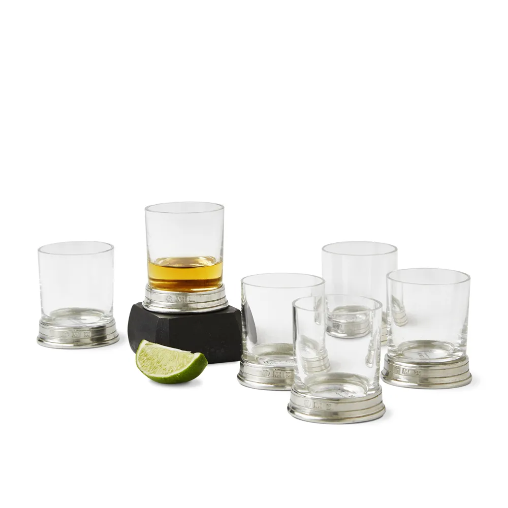 Pewter Base Crystal Shot Glass - Clear