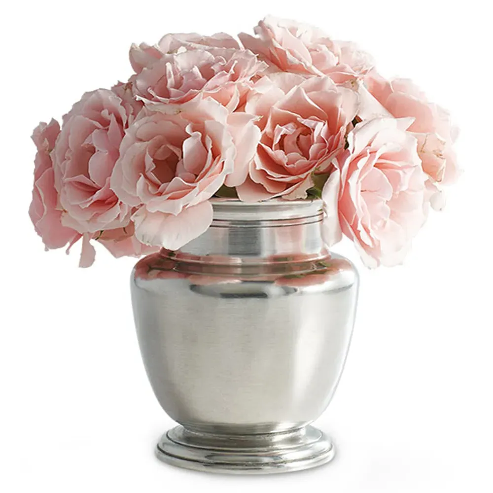 Small Pewter Rimmed Vase - Silver image