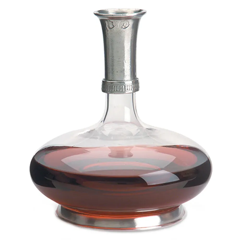 Wine Decanter with Pewter Lid - Clear Glass