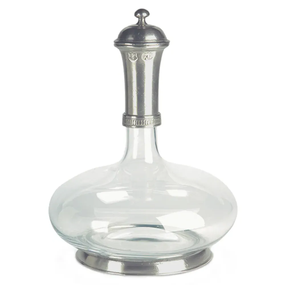 Wine Decanter with Pewter Lid - Clear Glass image