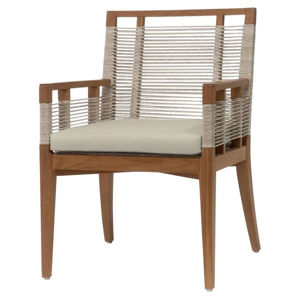 Amalfi Outdoor Dining Arm Chair - Beige, Teak