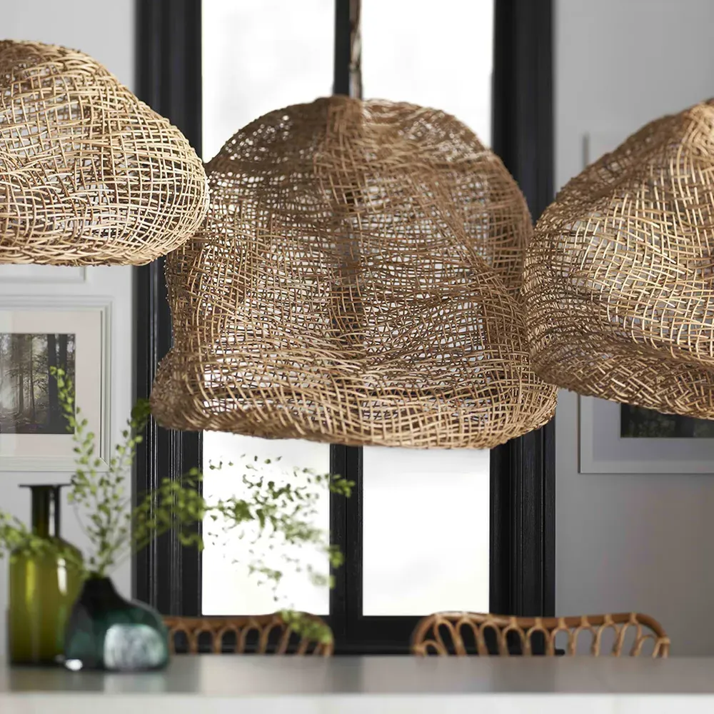 Andorra Large Pendant Light - Brown, Wicker