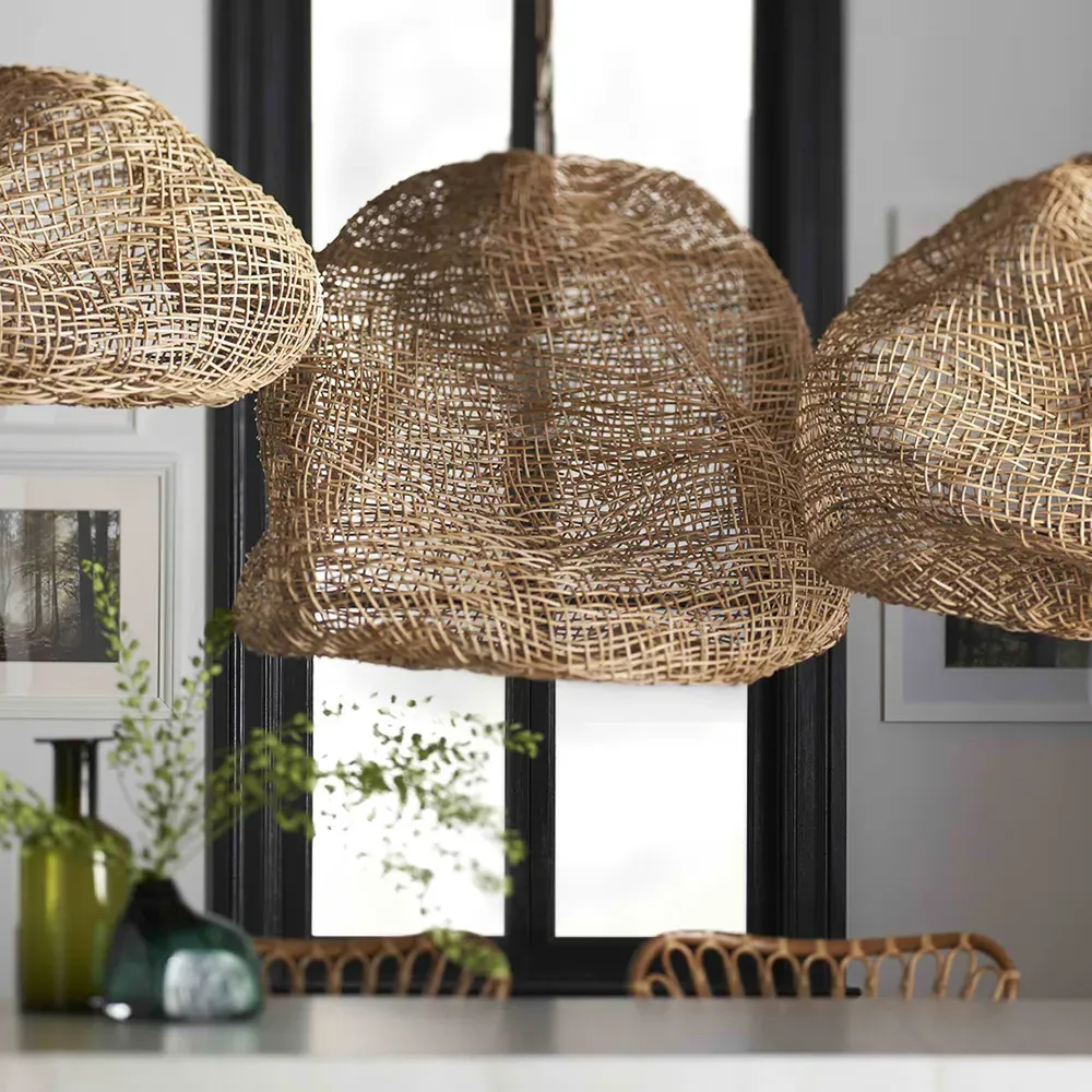 Andorra Medium Pendant Light - Brown, Wicker