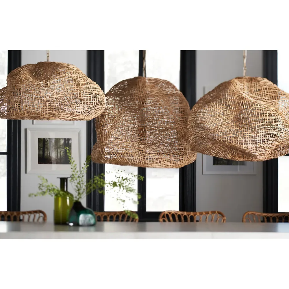 Andorra Medium Pendant Light - Brown, Wicker