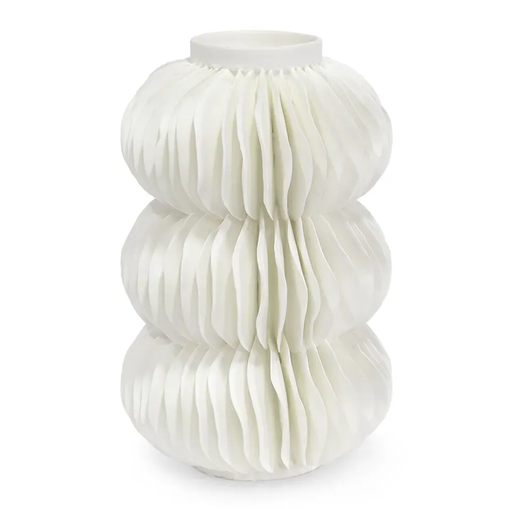 Antilles Stacked Decorative Vase - White, Porcelain