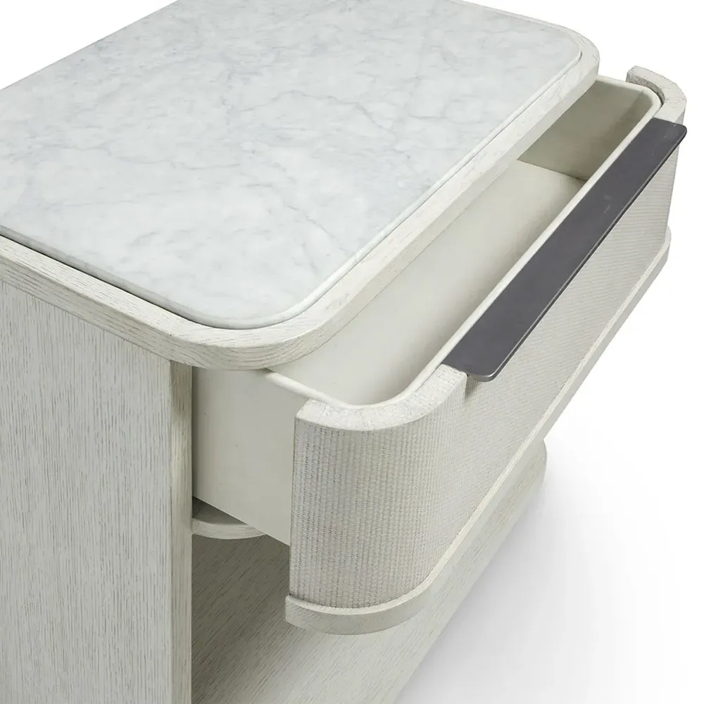 Argenta 1 Drawer Nightstand - White, Marble