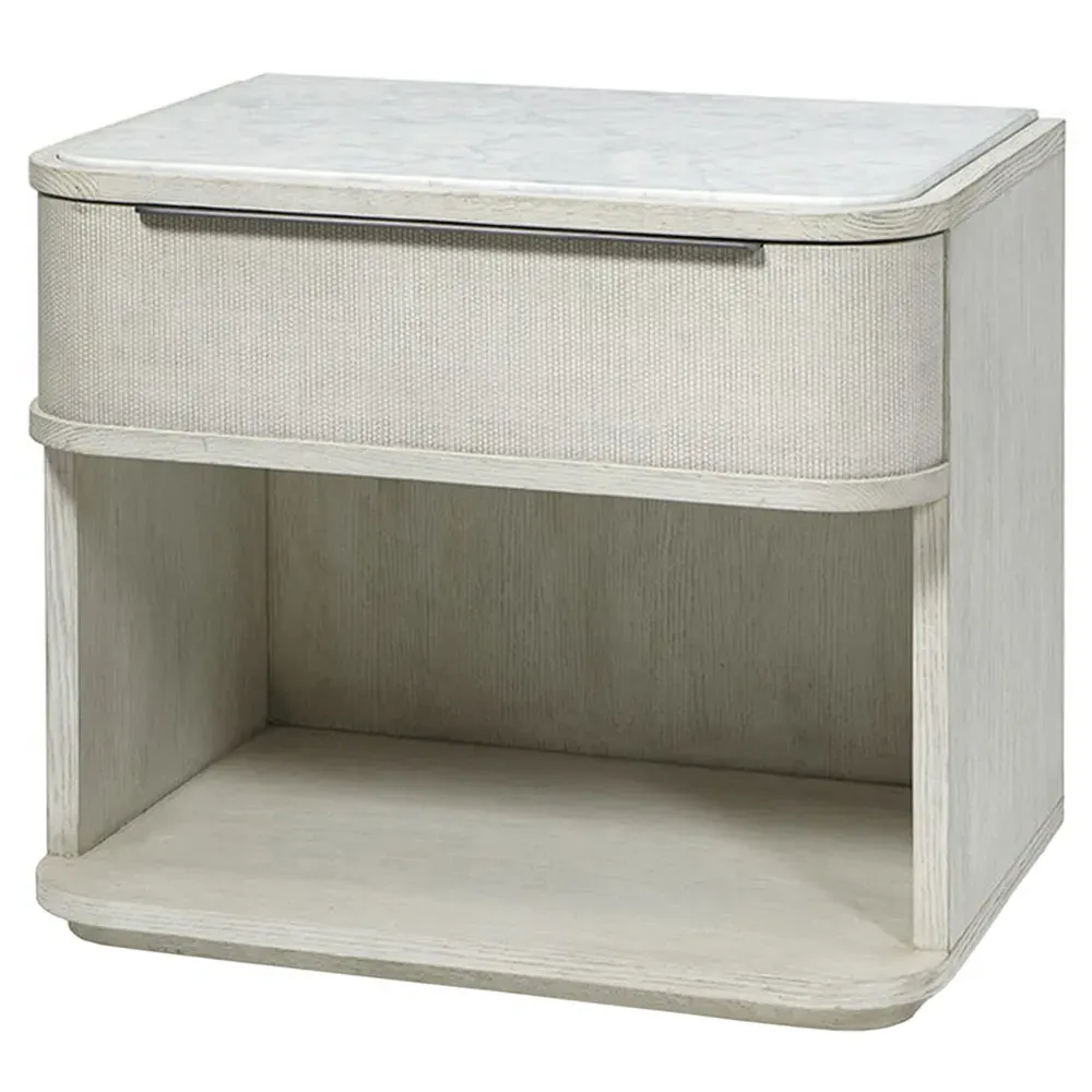 Argenta 1 Drawer Nightstand - White, Marble image