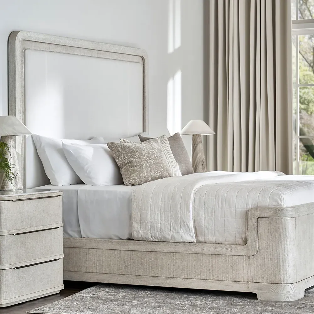 Argenta King Size Bed Frame - Off White, Cane