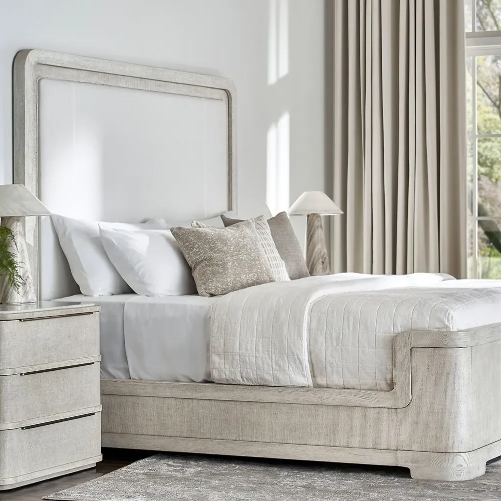 Argenta Queen Size Bed Frame - Off White, Cane