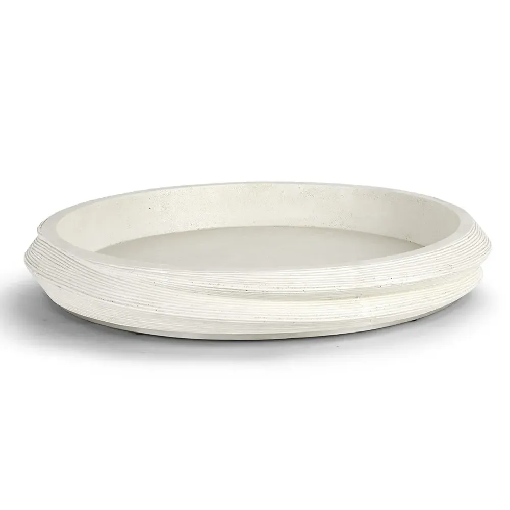 Argos Round Outdoor Tray - White, Stonecast