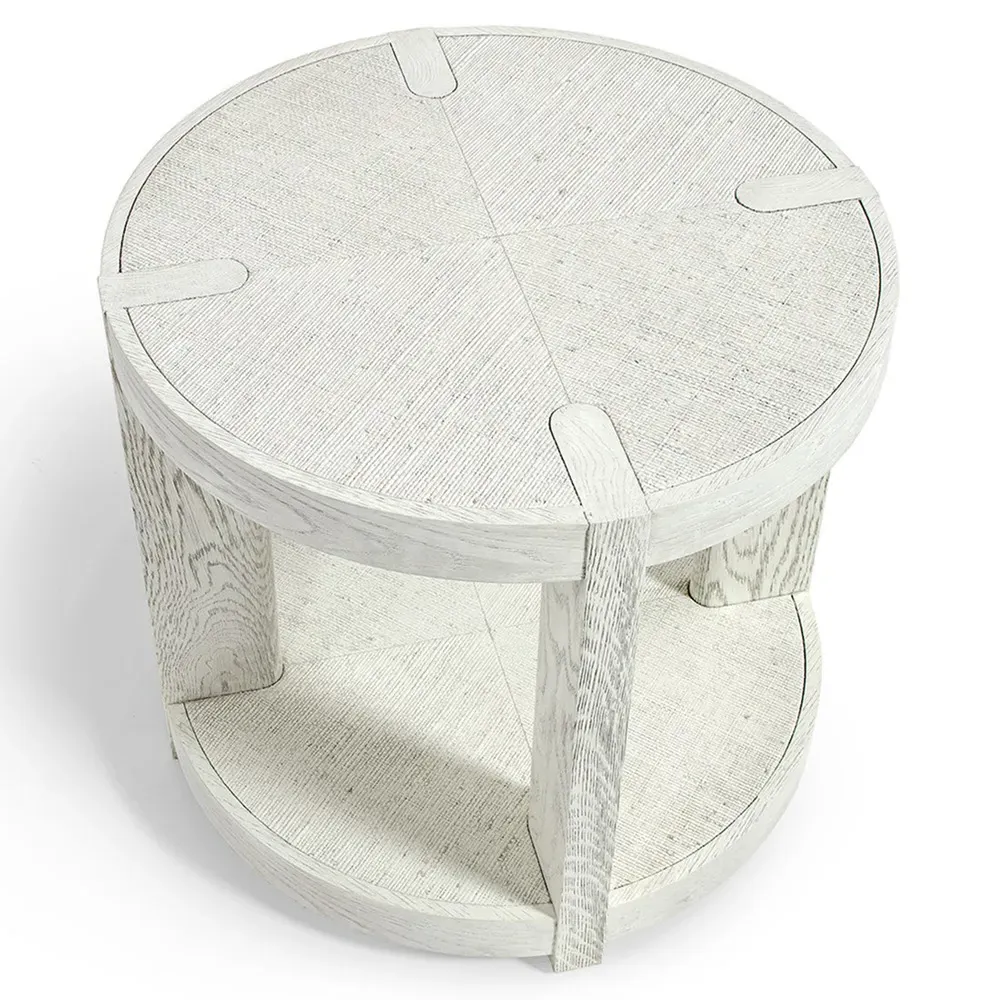 Astoria Round Side Table - Whitewash, Raffia
