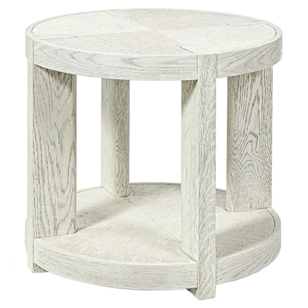 Astoria Round Side Table - Whitewash, Raffia image