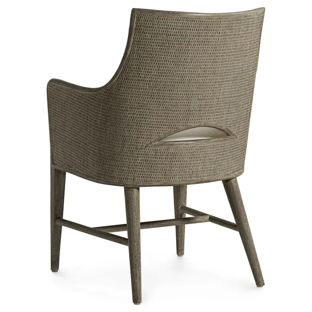 Avalon Woven Cane Dining Arm Chair - Grey, Wood