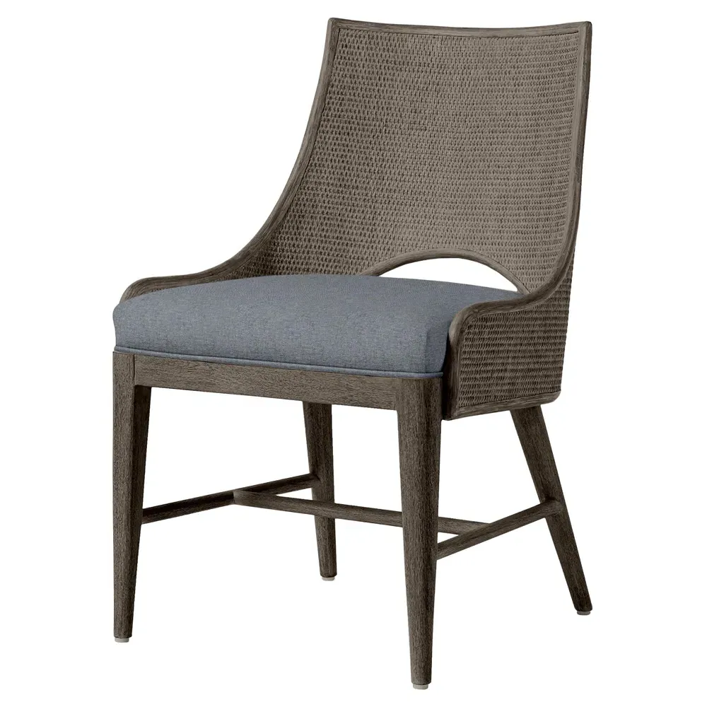 Avalon Woven Cane Dining Chair - Blue, Hardwood
