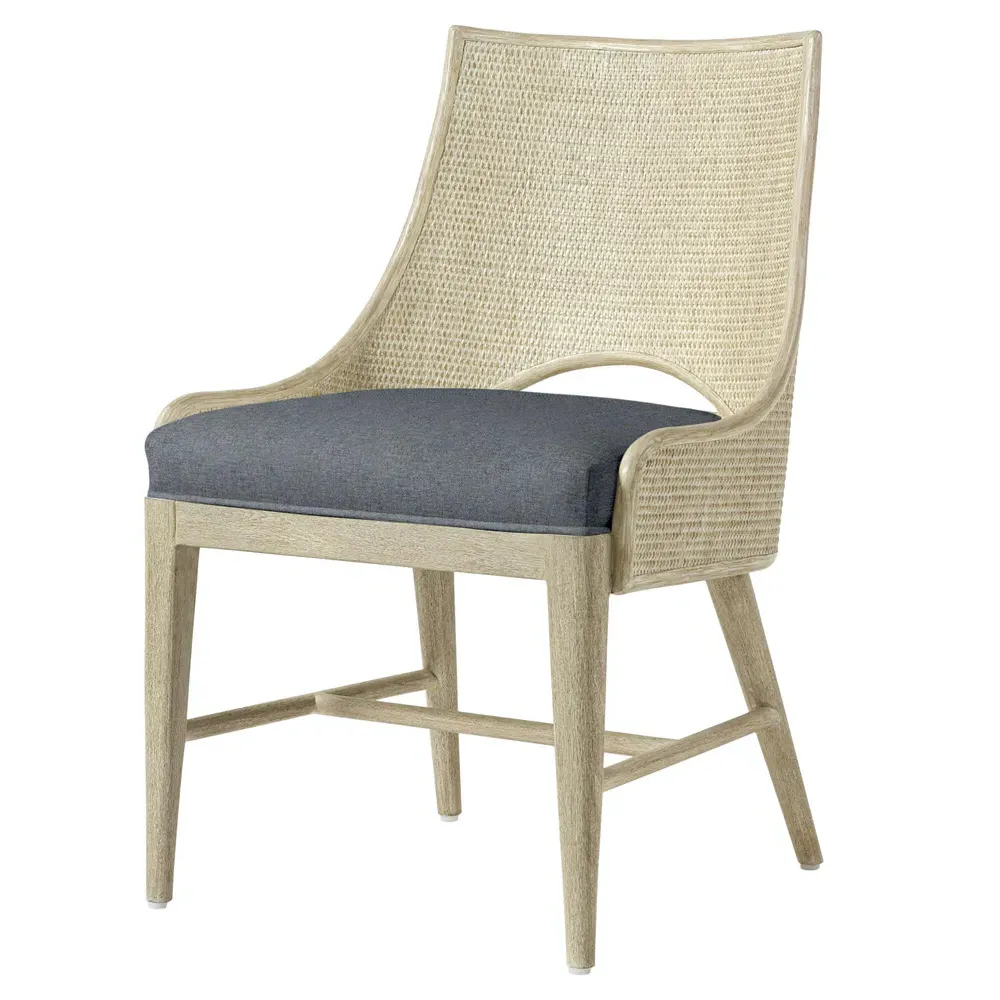 Avalon Woven Cane Dining Chair - Blue, Hardwood