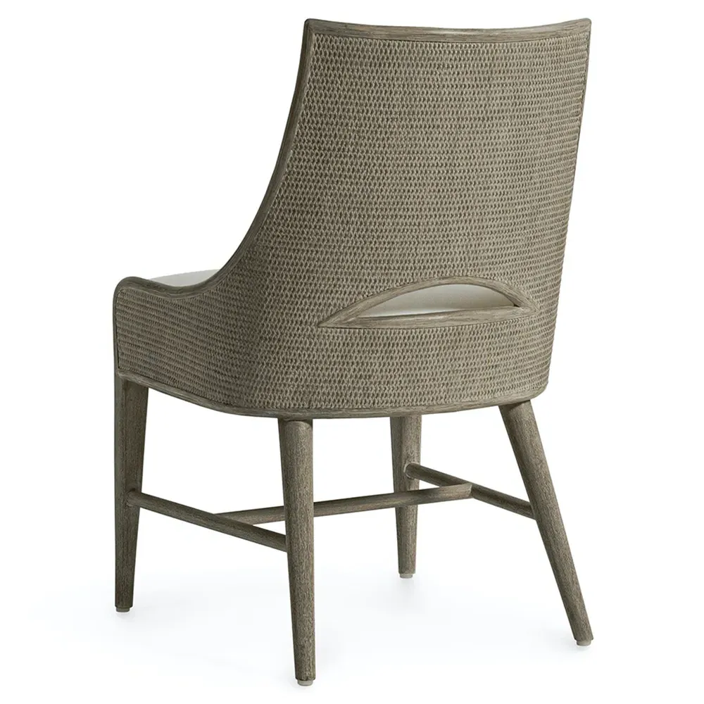Avalon Woven Cane Dining Side Chair - Grey, Wood