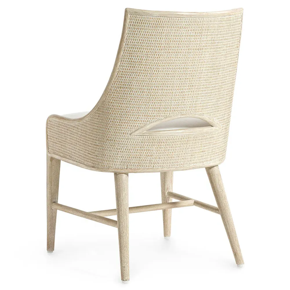 Avalon Woven Cane Dining Side Chair - White, Wood