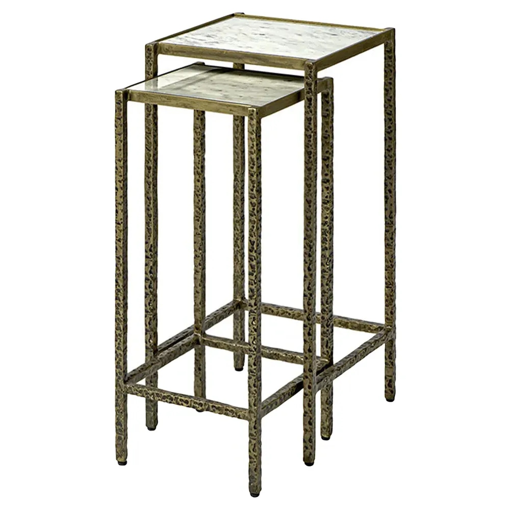 Baxter Square Nesting Side Table Set - White, Marble image