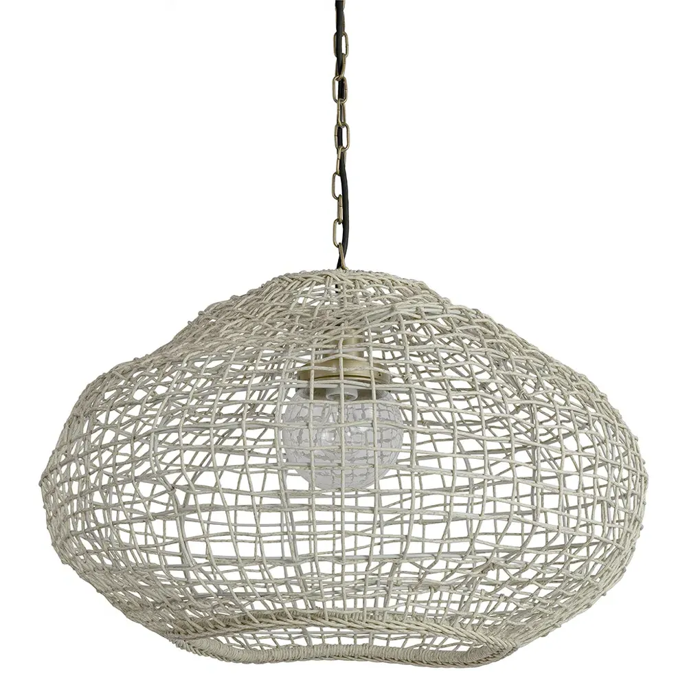 Belvedere Large Outdoor Pendant - Whitewash, Synthetic Rattan
