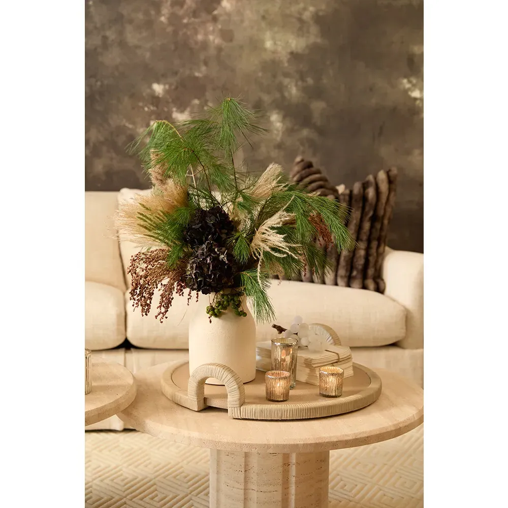 Bermuda Square Serving Tray - Beige, Faux Shagreen