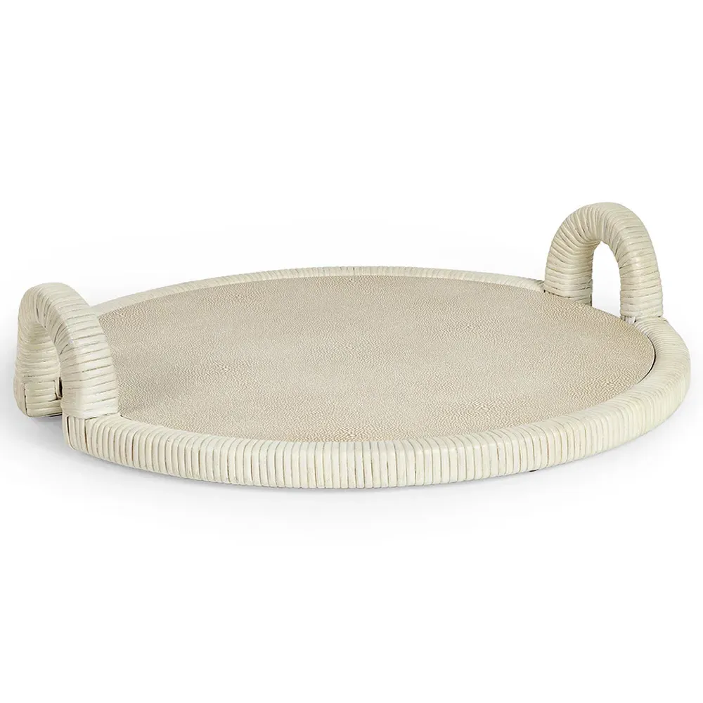 Bermuda Square Serving Tray - Beige, Faux Shagreen image