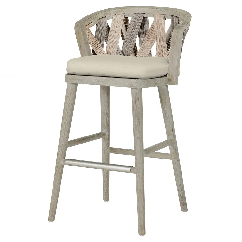 Boca Outdoor Bar Stool - Beige, Teak
