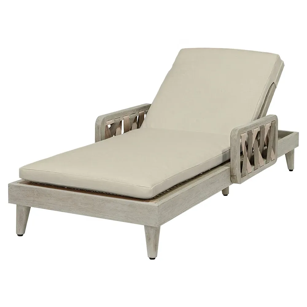 Boca Outdoor Chaise Lounge - Beige, Teak