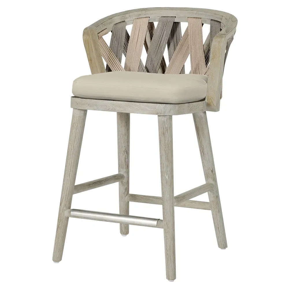 Boca Outdoor Counter Stool - Beige, Teak