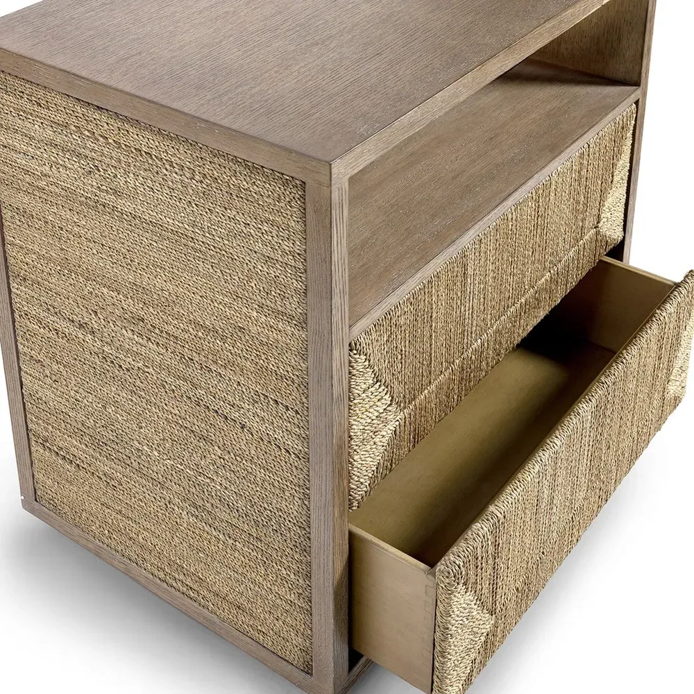 Braxton Woven Nightstand - Brown, Oak